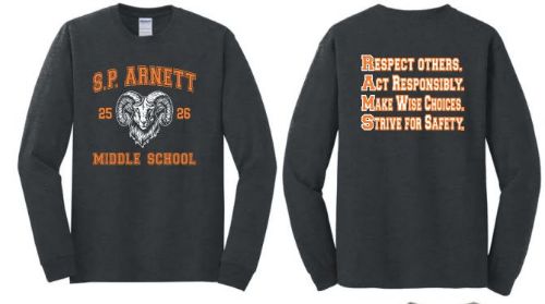 Picture of S.P. Arnett Middle School GREY LONG SLEEVE 100% T-Shirt